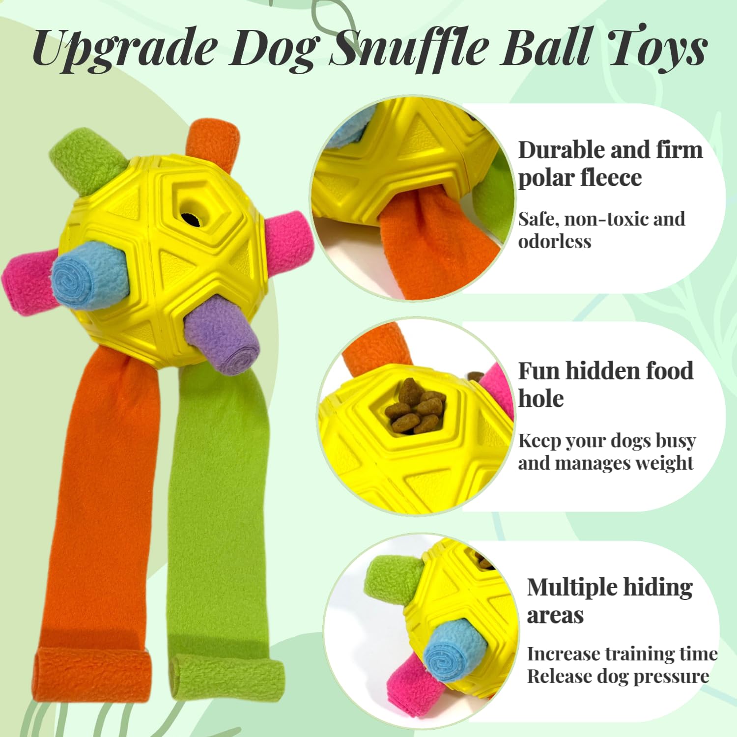 Pelota de olfateo para perros, juguete interactivo irrompible, tapete de olfateo para cachorros, dispensador de golosinas para cachorros, rompecabezas de alimentación lenta, juguetes para