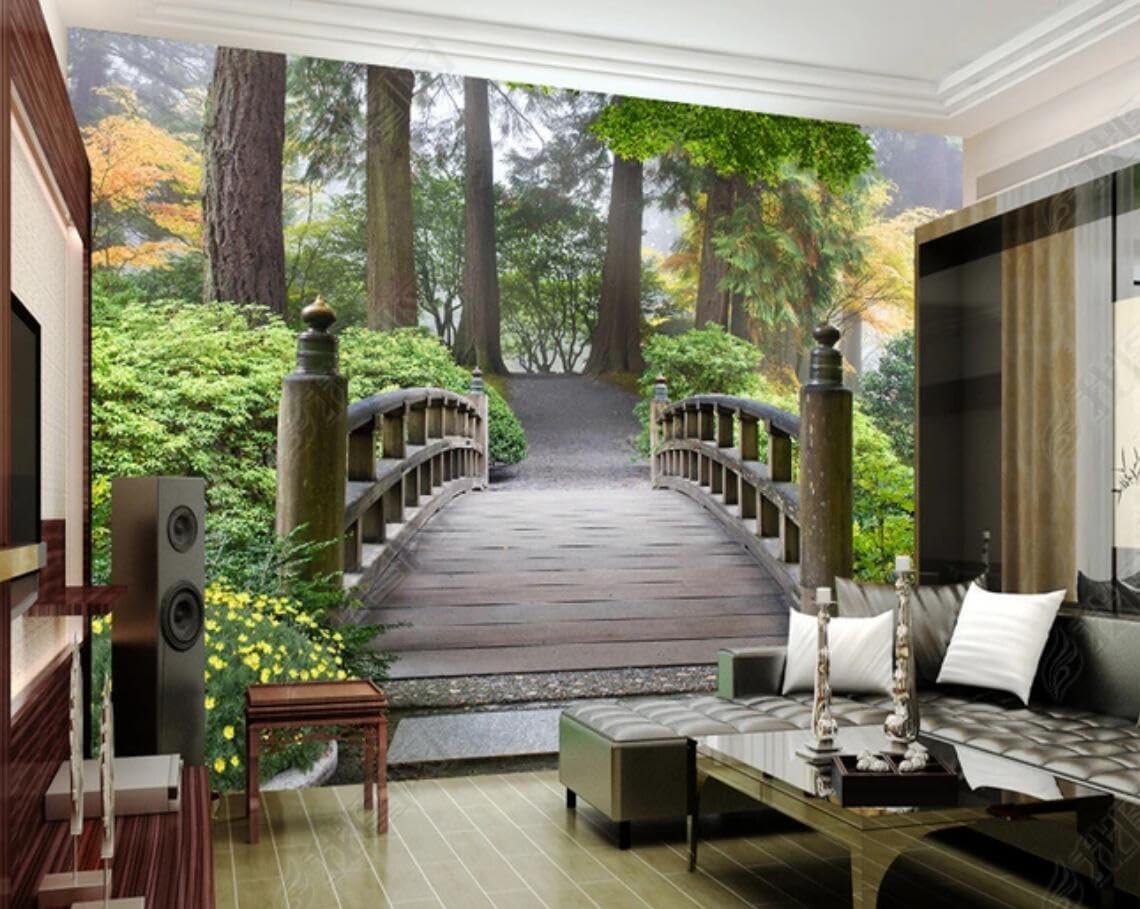 Papier peint panoramique parc paysager 3D salon 350x250cm