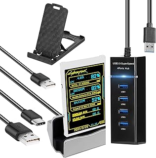 computador secundária | Kit tela secundária 3,5 polegadas com vários temas | IPS tipo C tela secundária CPU GPU RAM HDD Monitoramento para Mini ITX