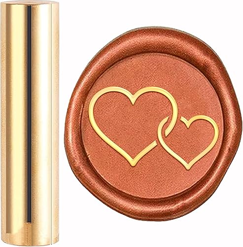 CRASPIRE Mini sello de cera con diseño de corazones, columna de latón, sello de sellado de boda para invitación de boda, aniversario, día de San
