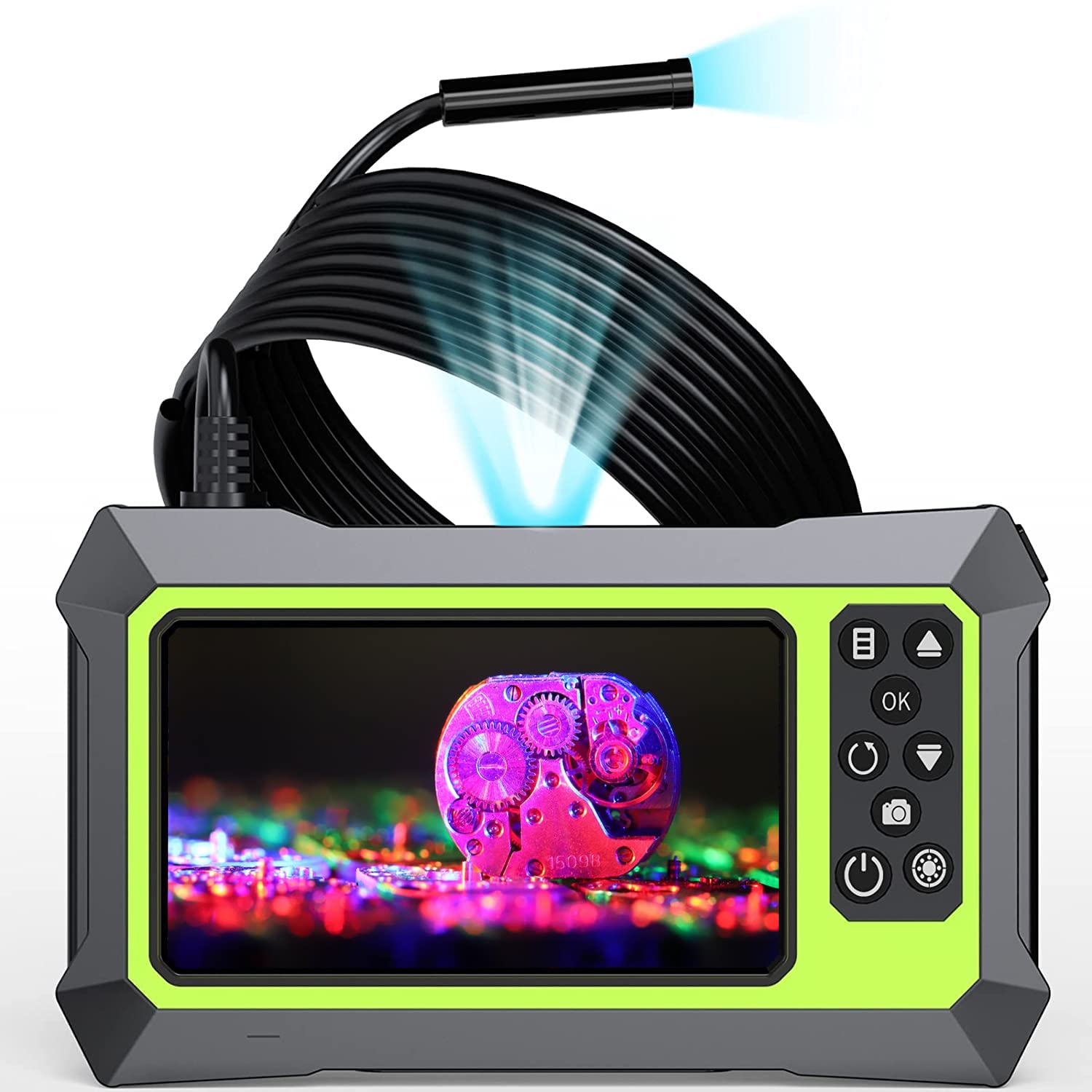 Exrp Upgraded Endoscope With Lights, 1080P Pro HD Borescope 4.3 Inch LCD Screen Inspection Camera, IP67 Waterproof Snake Camera, 8 Bright LED Lights