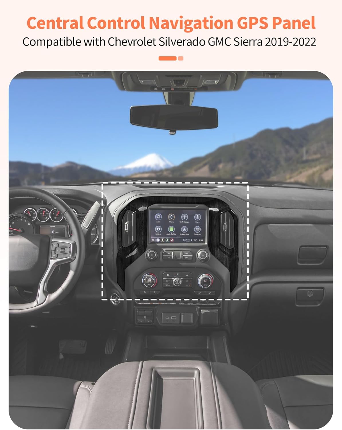Center Console Navigation GPS Panel Trim Cover Decoration Interior Accessories Compatible with Chevrolet Silverado 2019-2021,for GMC Sierra 2019-202