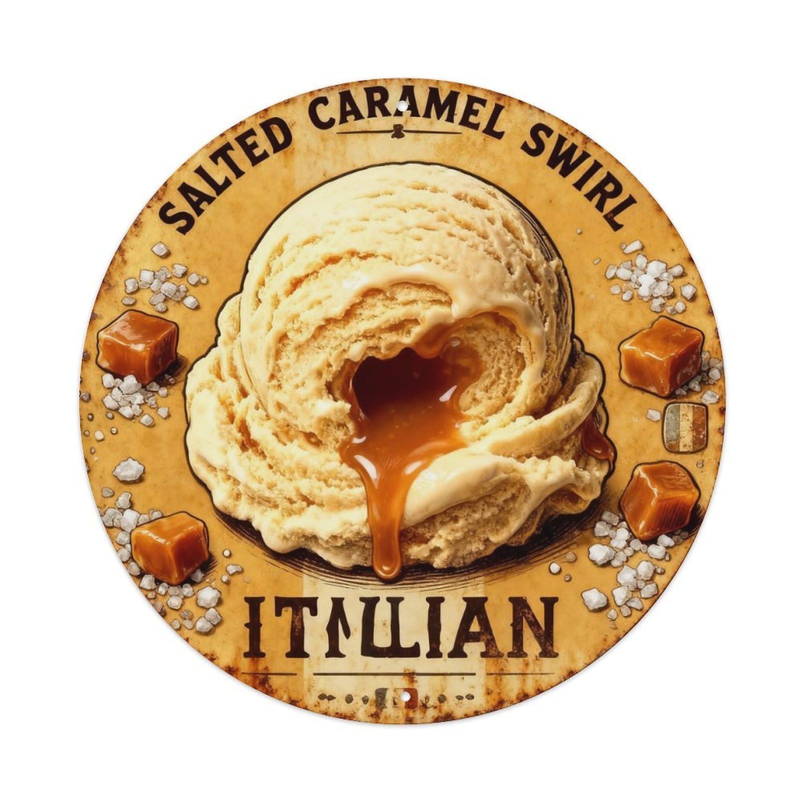 Salted Caramel Swirl Ice Cream Retro Tin Sign Metal Tin Sign Plaque