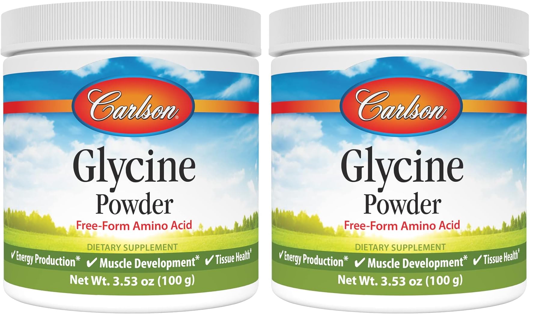 Carlson Glycine Powder 2000 mg, Amino Acid Supplement for Energy and Muscle Support, 3.53 oz (100 g) (Pack of 2) 3.53 Ounce (Pack of 2)