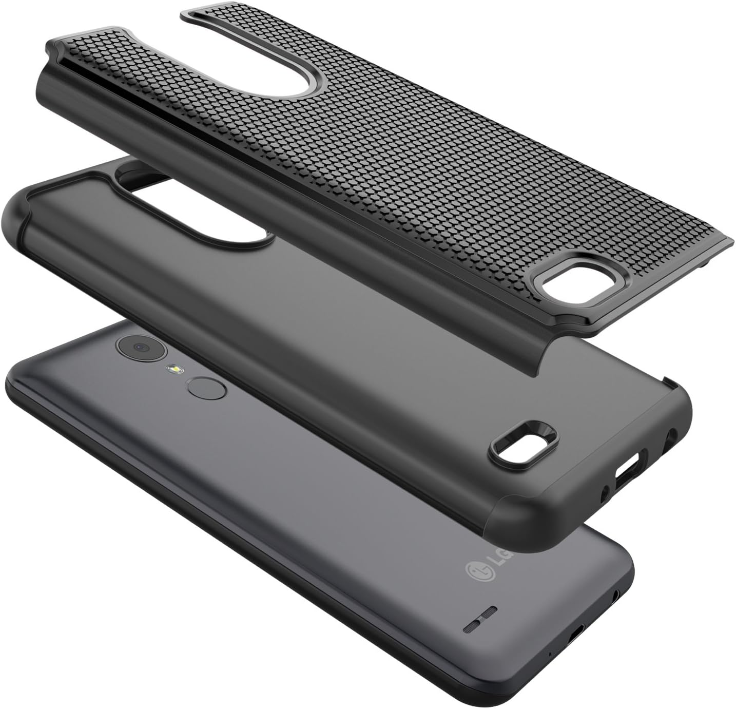 Tekcoo Case for LG Aristo 2 / LG Phoenix 4 / LG Tribute Dynasty/Empire/Aristo 3/K8 2018/Fortune 2/Zone 4, [Tmajor] Shock Absorbing [Black] Rubber Silicone Plastic Scratch Resistant Cute Cover