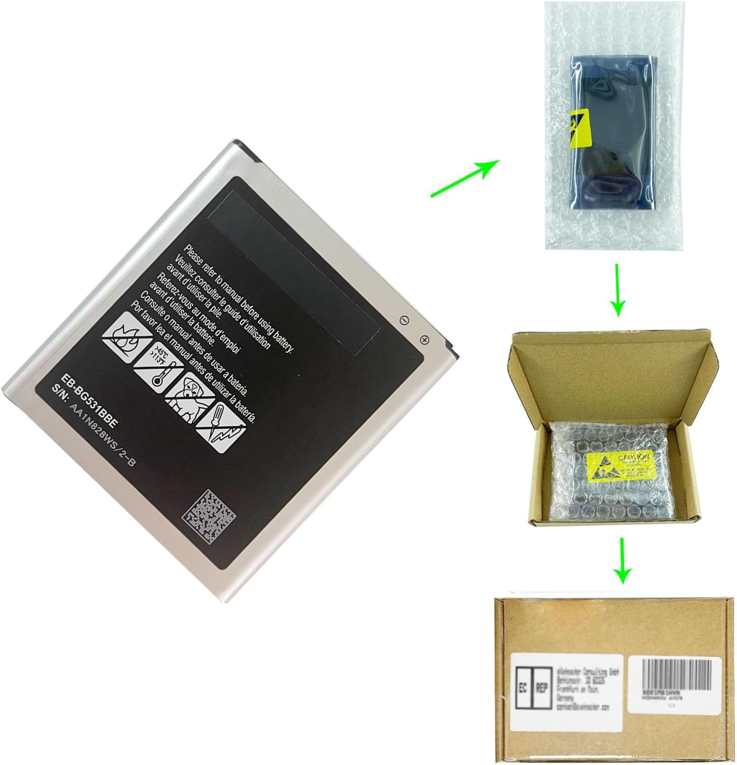 EB-BG531BBE EB-BG530BBE Replacement Battery Compatible with Galaxy Grand Prime SM G531F J5 J500F J3 2016 SM J320F Battery