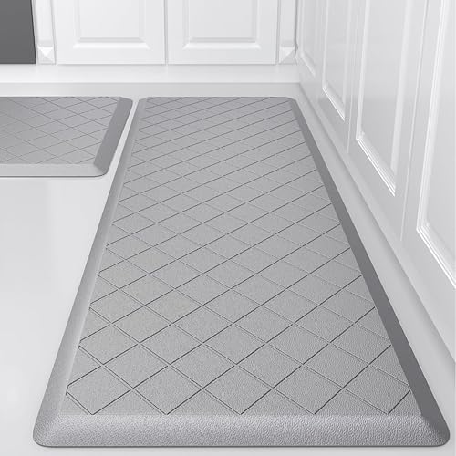 WEZVIX Tapete de cocina acolchado 2 piezas, alfombras de cocina antifatiga, alfombras de cocina resistentes y antideslizantes, tapete ergonómico de