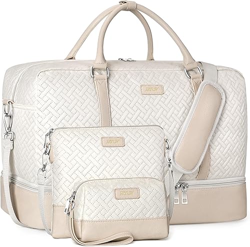 IBFUN Bolsas de fin de semana para mujer, bolsa de viaje de fin de semana de 21 pulgadas, bolsa de lona de viaje para llevar durante la noche, 3