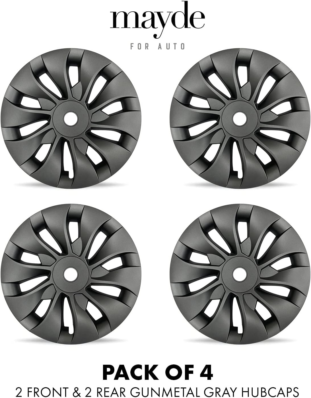 Mayde 18-Inch Hub Caps fits 2020-2023 Tesla Model 3, Replacement Wheel Covers (Set of 4) (Gunmetal Gray)