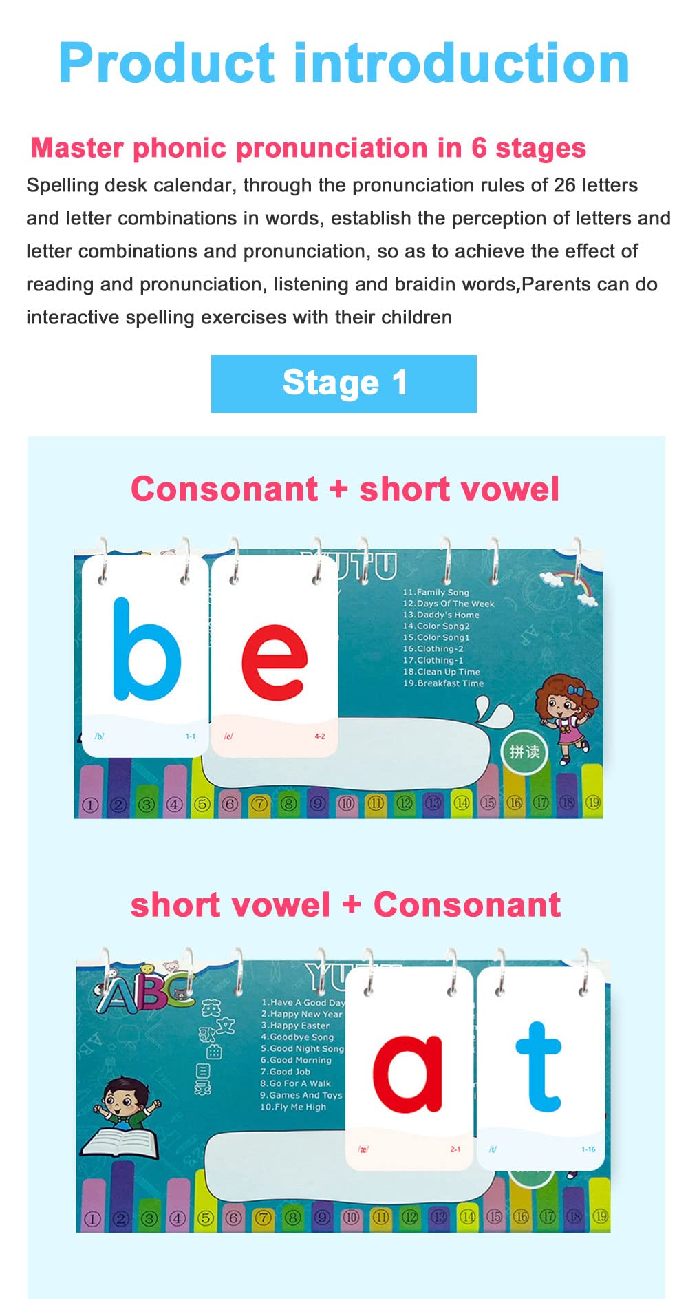 Richardy English Phonics Flashcards with 4 Syllable Flips Spelling Flip Cards Kids Educational Learning Toys Children Reading Games Vocabulary Building 252 Cards Level 2 - Image 4