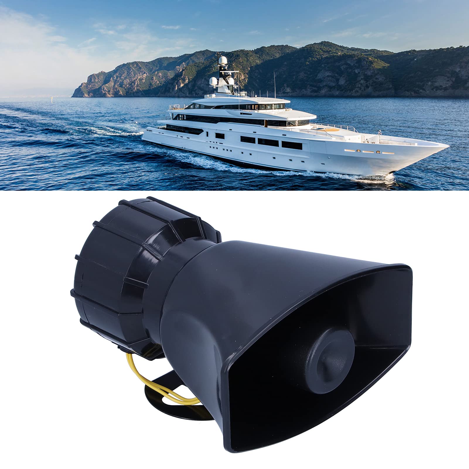 Autoalarmhorn, 12V 100W 125DB Autohupe Megaphon 5-Sound Notfallwarnalarm Feuersirene für Auto Motorrad