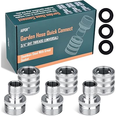 3 Pack Quick Connect Hose Fittings, Stainless Steel Garden Hose Quick Connector, Universal Fit 3/4 Inch GHT Water Hose Connectors, Quick Disconnect Adapter No-Leak