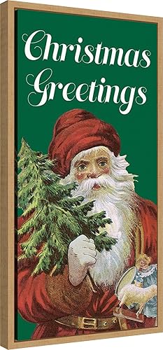 Miniatura 2 de Amanti Art Lienzo enmarcado para pared, 27 x 14 pulgadas, diseño retro de Santa Claus II por Alicia Longley, lienzo enmarcado para pared, obras de