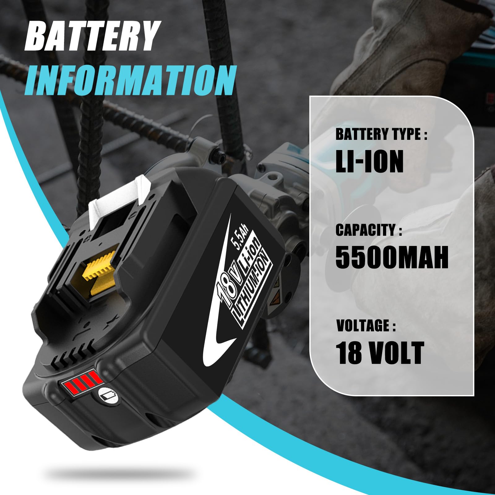 2pcs BL1860 5,5Ah batteria di ricambio per Makita batteria 18V con caricabatterie