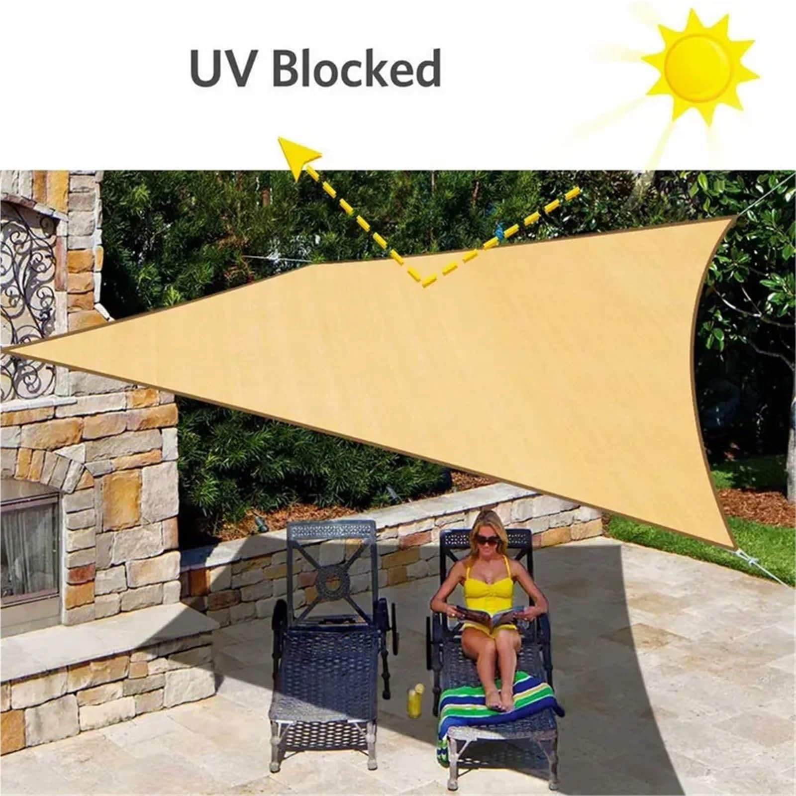 Sonnensegel 3X6M/4X6M/5X6M Sonnenschutz Sonnensegel Outdoor Überdachung Garten Terrasse Pool Markise Camping Zelt Leinwand(Color01,5X5M)