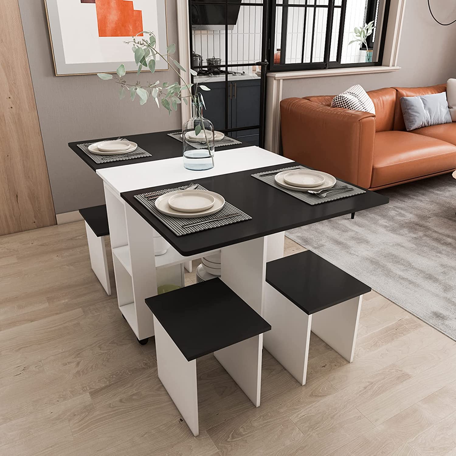 Buy DINAZA Folding Dining Table with 4 Chairs Drop Leaf Dining Table