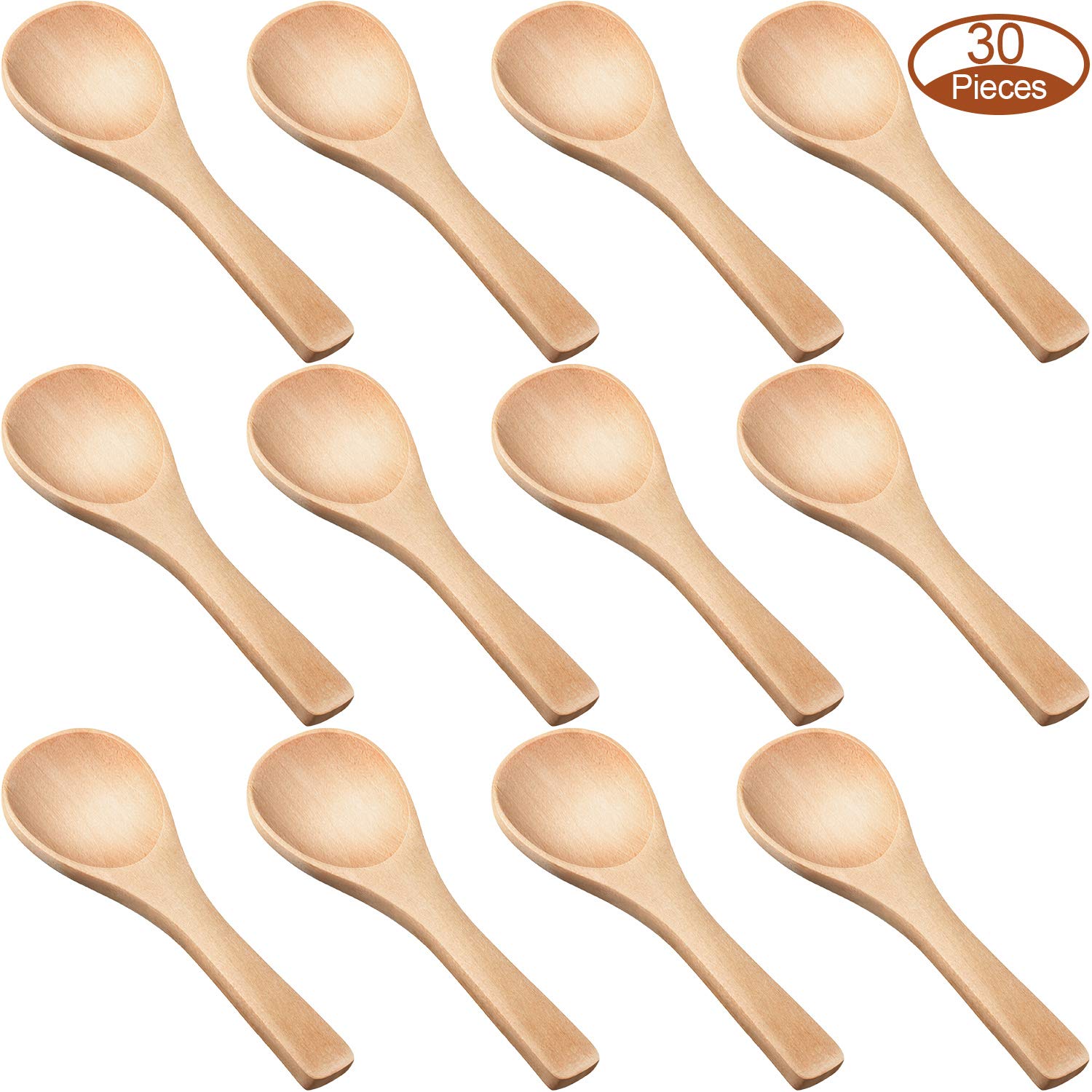Photo 1 of 30 Pieces Small Wooden Spoons Mini Nature Wooden Spoons for Jars Mini Tasting Spoons Condiments Salt Spoons for Kitchen Cooking Seasoning Oil Coffee Tea Sugar (Natural Wood Color)