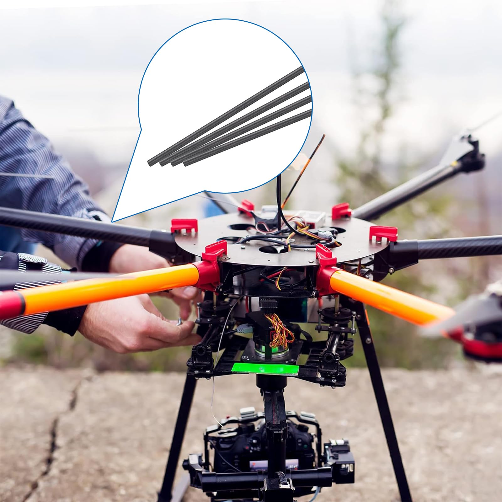 4 Piezas Varilla de Fibra de Carbono, Barra de Carbono de 4 mm x 300 mm para Aviones RC, Manualidades, Cometa, Tubo de Ala de Quadcopter, Reparación de Brazos