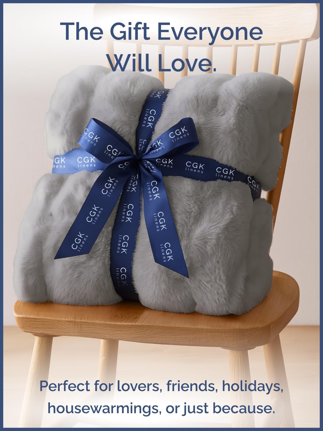 Fluffy Throw Bubble Blanket Twin Size - Faux Fur Throw for Couch or Bed - Plush Soft Extra Thick Faux Fur Rabbit Blanket - Comfy, Warm and Breathable - Luxury Minky Tie Dye Bedding - 60" x 80", Grey