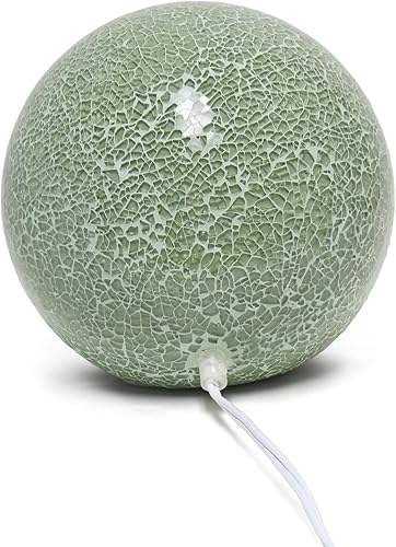 Miniatura 6 de Simple Designs LT3302-SGE Lámpara de mesa contemporánea de 8 pulgadas con bola de mosaico de piedra para estudio, sala de estar, dormitorio,
