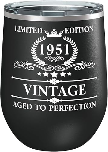 Cuptify 1951 Edición Limitada 72 Regalo de cumpleaños para mujeres de edad avanzada en espuma de mar con purpurina de 12 onzas aisladas