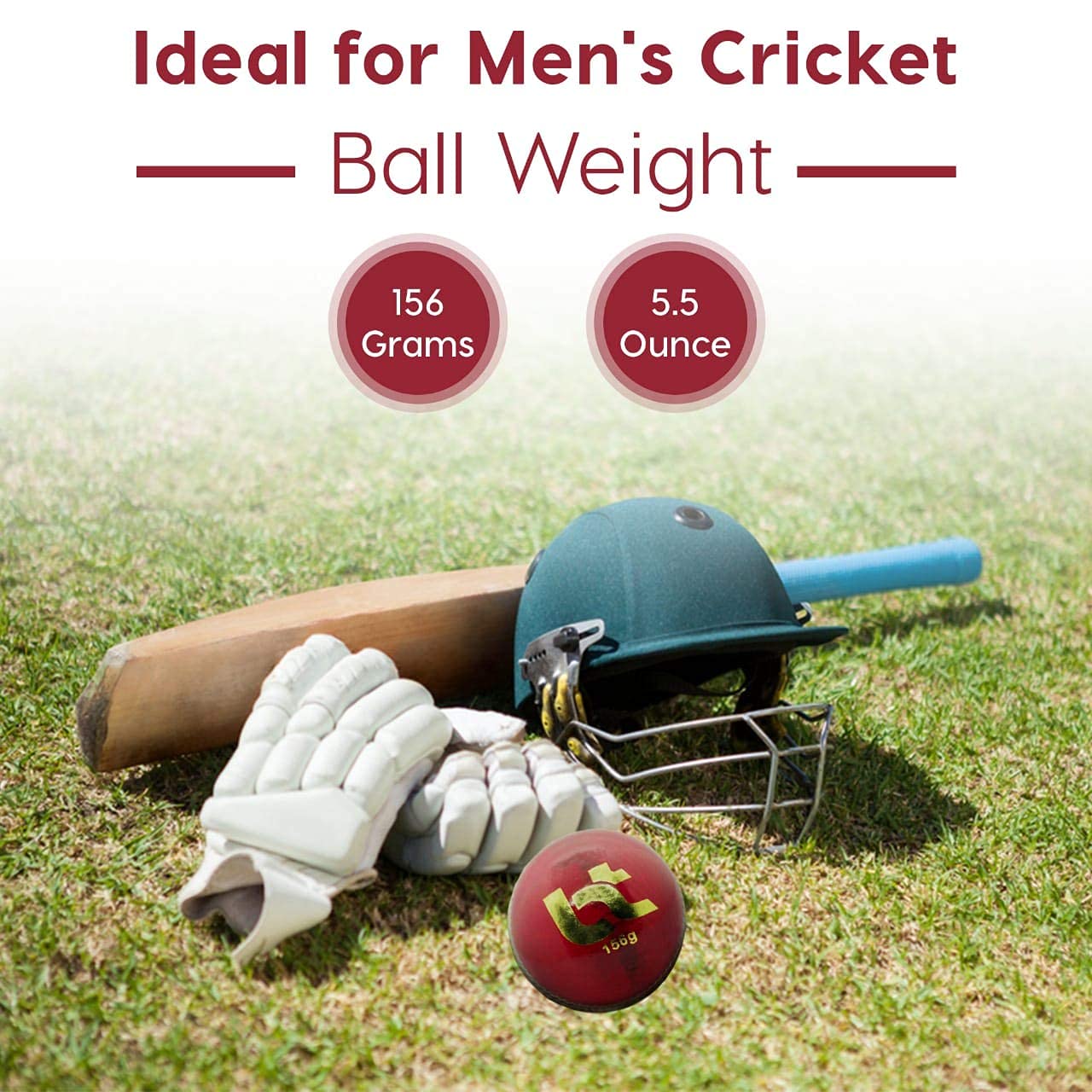 Lot de 6 balles de cricket rouges en cuir véritable 156 g