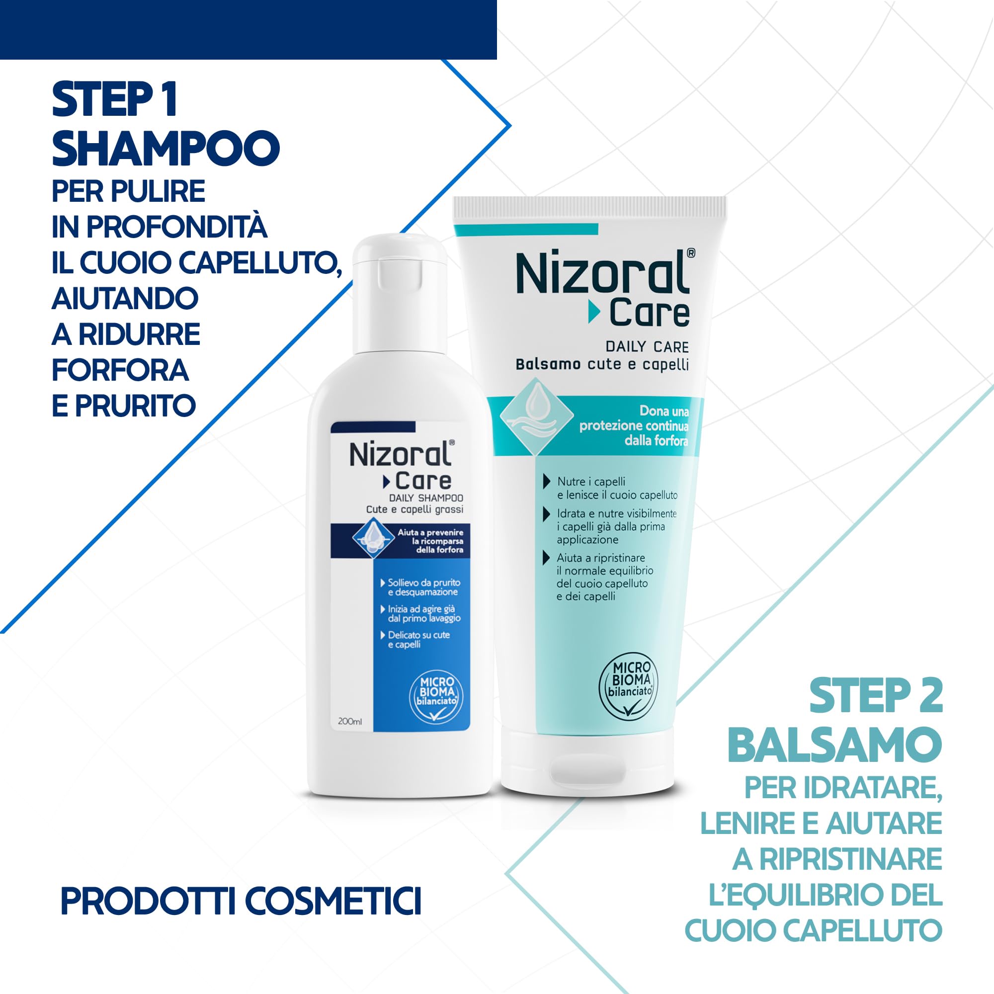 EG Nizoral Care Shampoo Cute e Capelli Grassi | Protezione Continua da Forfora e Prurito | Azione 3 in 1 Clinicamente Testata| 200 ml