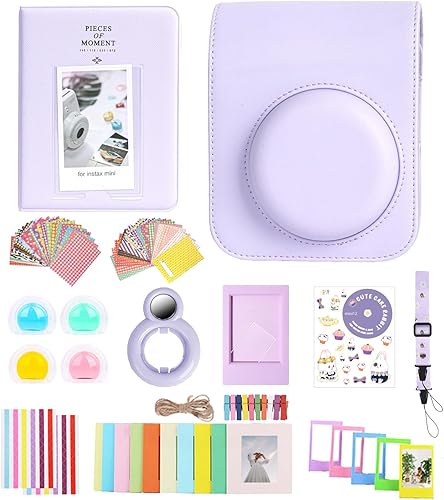 Kit de accesorios 12 en 1 para cámara instantánea Fujifilm Instax Mini 12 con funda para cámara, álbum de fotos y marcos, calcomanía de bricolaje,