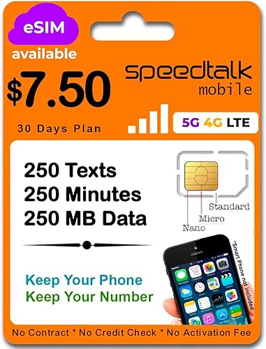 Vista 13 de SpeedTalk Mobile Kit de tarjeta SIM universal para teléfonos inteligentes iOS Android 5G 4G LTE Habla, texto y datos Tarjeta SIM triple corte 3