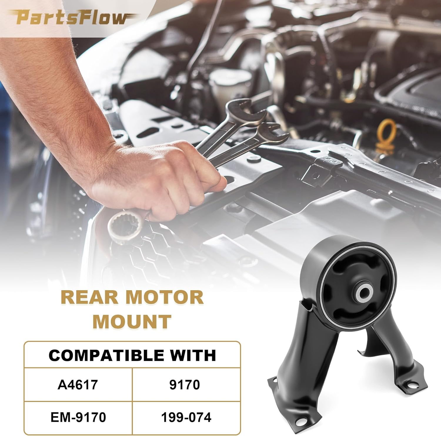 PartsFlow Engine Motor and Transmission Mount Set of 4 Compatible with Mitsubishi Lancer 2002 2003 2004 2005 2006 2007 Automatic Trans 2.0L Replacement for A4641 A4617 A4606 A6647 9188 9181 9170 9569