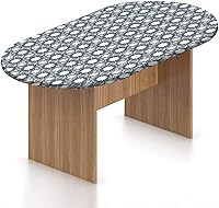 Vista 16 de Mantel ovalado ajustable para mesa de patio, mantel geométrico de poliéster elástico, diseño moderno y monocromático, se adapta a mesas ovaladas