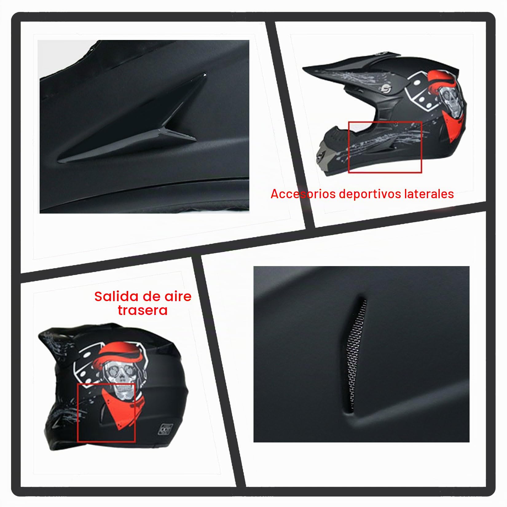 Casco De Motocross ECE Cascos Integral Mujer Hombre Casco De Moto Casco Cross con Gafas Guantes Máscara, Casco Descenso para ATV MX Enduro Quad BMX MTB,Red-M