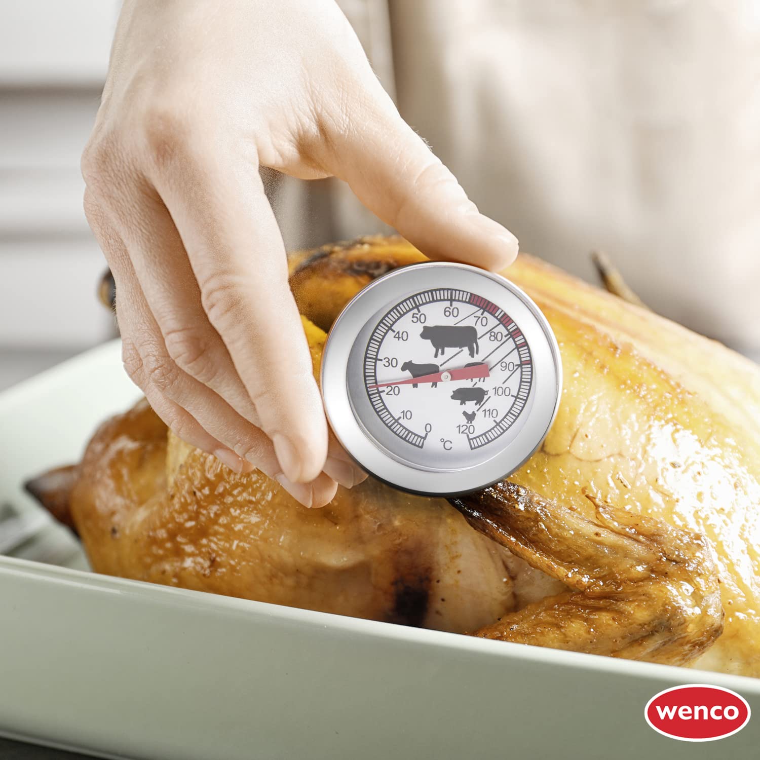 Thermomètre Analogique Viande Wenco - 11 Cm Acier Inox - Cadran 5,5 Cm - Pour Four Et Barbecue