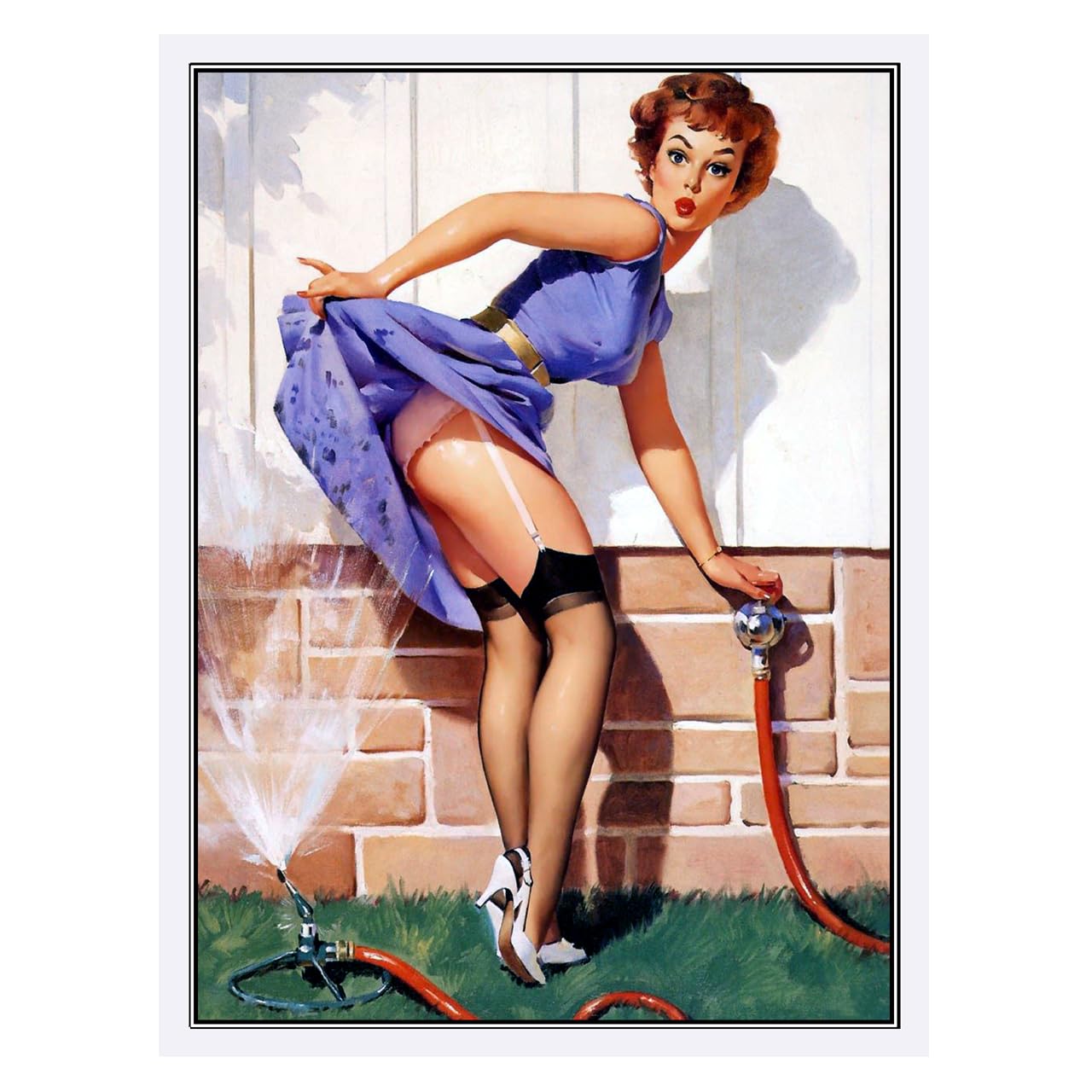Pin Up Girl Metal Sign Plaque Print Poster, 10X8in ref2527