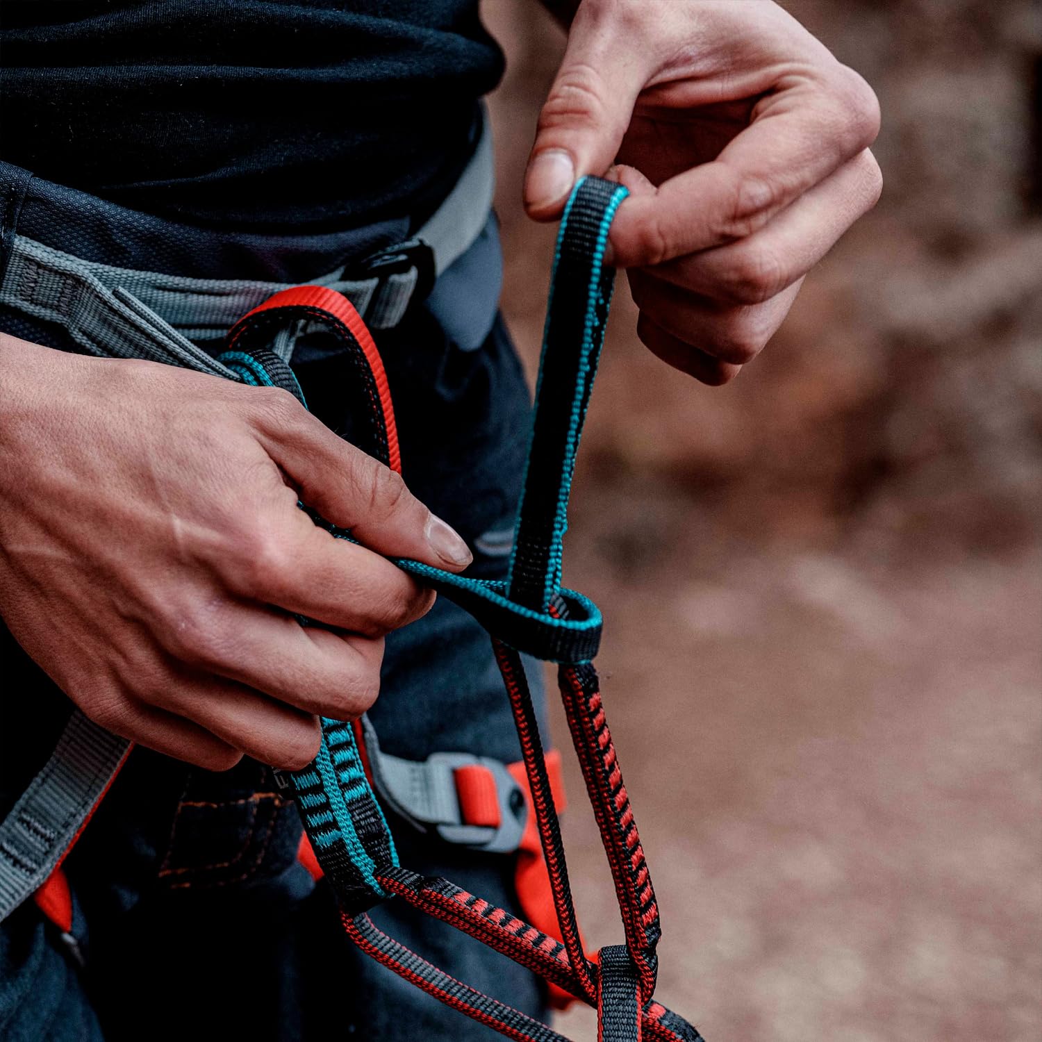 FIXE - Cabo de Anclaje Multichain Cinchless 90 cm en HMPE, Cinta Ajustable para Escalada y Alpinismo, Sistema sin Estrangular el Arnés, Resistencia 22 kN, Certificación EN566 y UIAA 104