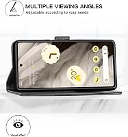Foluu Google Pixel 7a Tárca Tok - Prémium Bőr Flip Case Kártyatartóval, Mágneses Zárral és Állvánnyal, TPU Ütésálló Védelem, Fekete 2