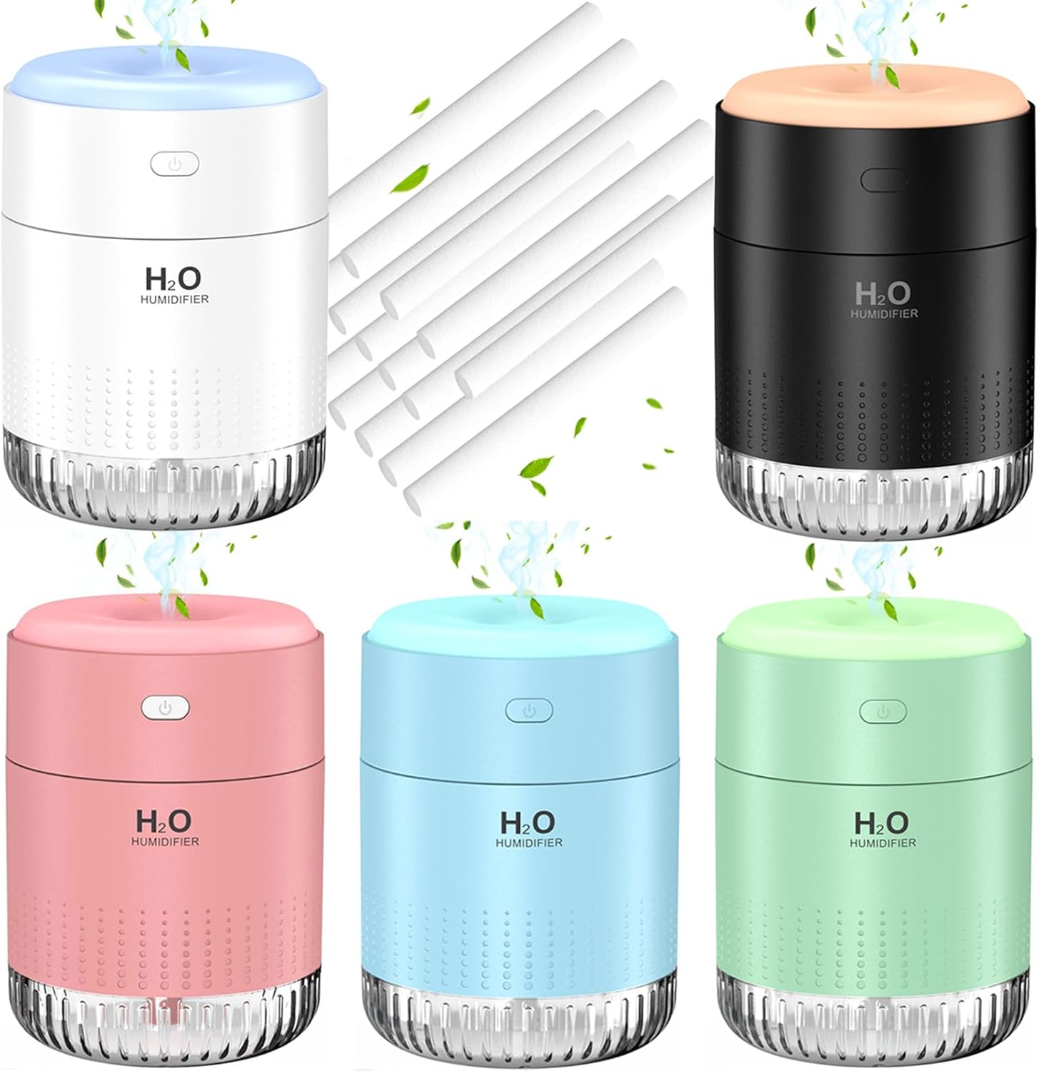 SZO 5 Humidifier & 15 Humidifier Cotton Sticks Filter, USB Rechargeable Humidifier, 4 Modes Super Quiet, Humidifiers For Bedroom