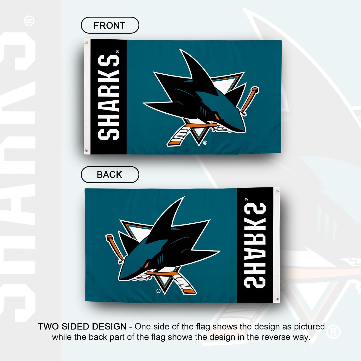 Desert Cactus San Jose Sharks Flag NHL 100% Polyester Indoor Outdoor 3x5 feet National Hockey League Team Flags (Name Flag)