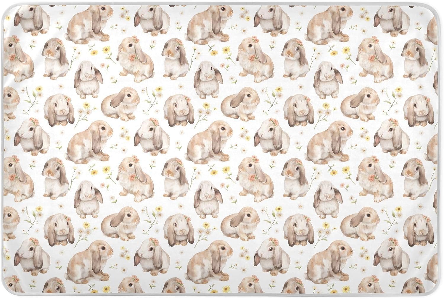 Simple Watercolor Rabbits Extra Large Resuable Diaper Mats Highly Absorbent Potty Training Mats Skin-Friendly Diaper Pads for Infant Toddler , 52" L x 34" W