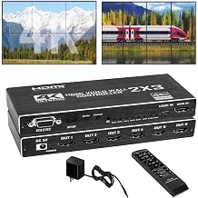 4K 2x3 HDMI/USB-C Video Wall Controller 6 Channel TV Wall Processor 1HDMI/Type-C USB Input 4HDMI+1SPDIF Audio Output 180  Rotation RS232 IR Remote Control 9 Splicing Modes 2x2 4x1 3x1 2x1 2x1 1x4 1x2