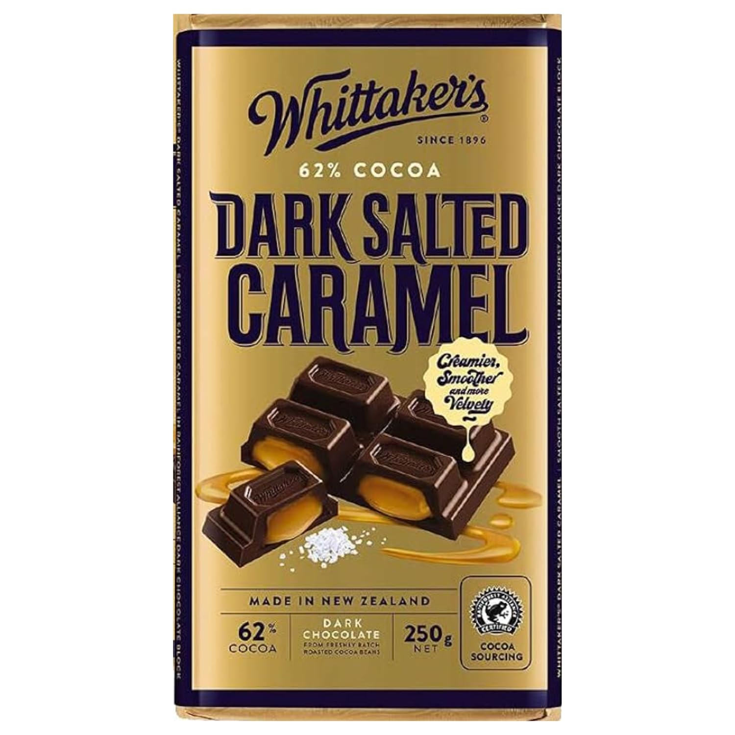 Whittakers Dark Salted Caramel Chocolate Block 250g (Imported) : Amazon ...