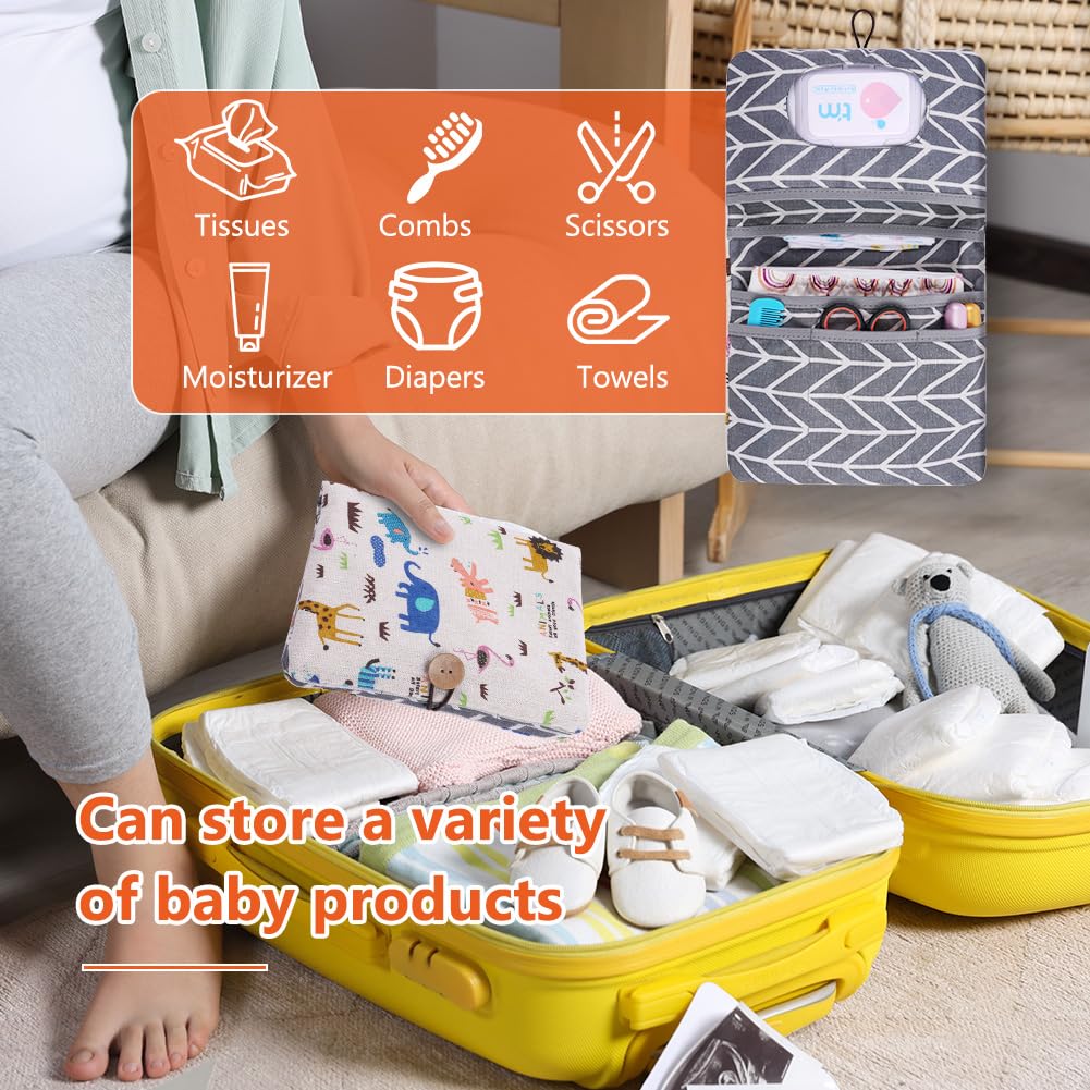 Aolso Diaper Bag Organizer and Cosmetic Bag 2in1, 2Pcs Infant Diaper Bag with Changing Pad - Image 4