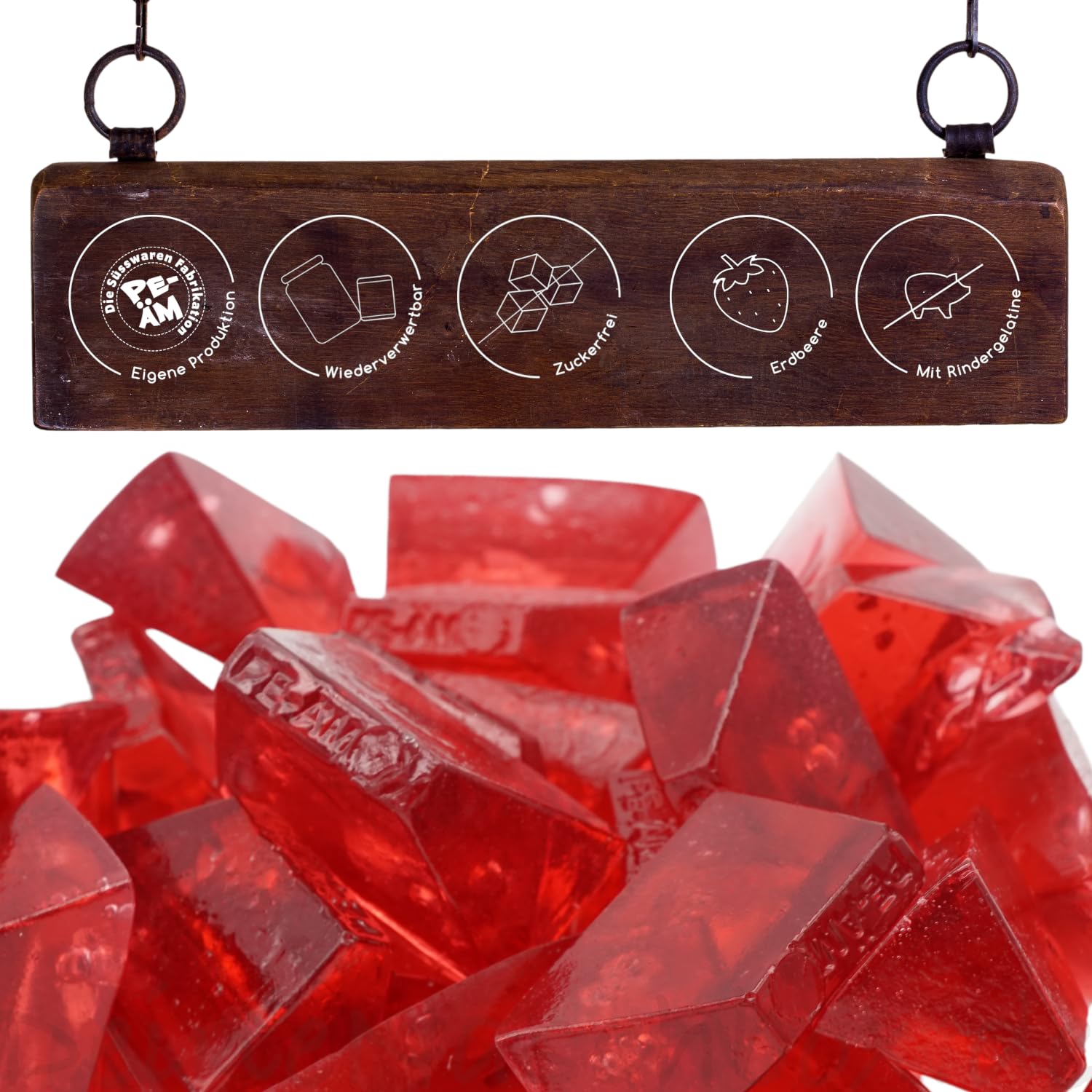 PE ÄM | Zuckerfreie Fruchtgummi Erdbeer M'Ecks |3kg Mega Pot | XXL Pack für Party, Candybar & als Geschenk | Süß & Saftig | Premiumfruchtgummi