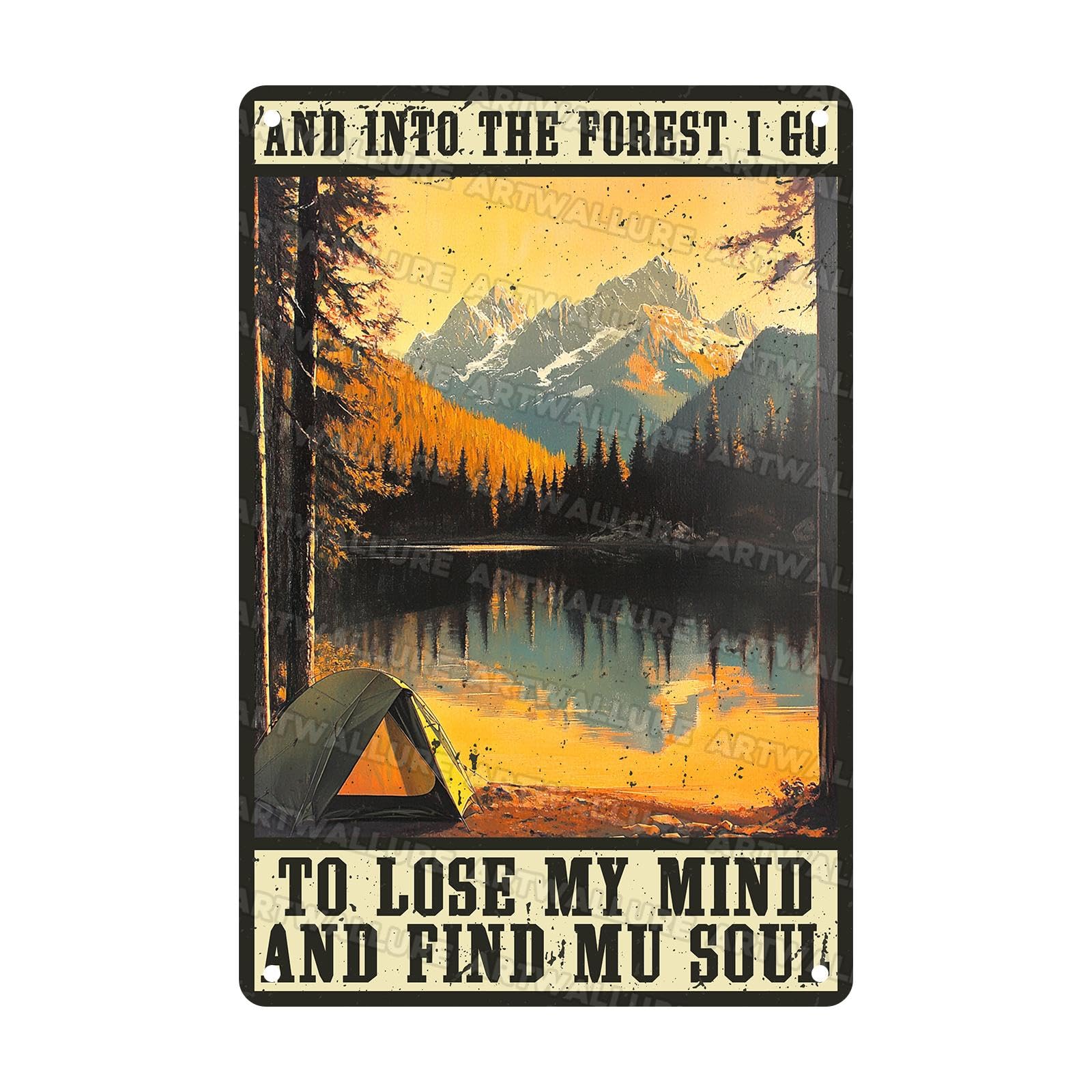 Rutro Metal Sign And Into The Forest I Go Rustic Tin Poster Home Office Garden Bathroom Man Cave Aluminium Sign Wall Decor 8x12Inch