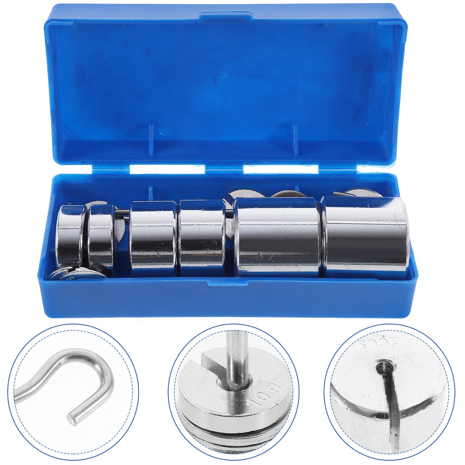 Set di Pesi Scanalati da Laboratorio in Metallo Gancio e Custodia, Masse Scanalate per Esperimenti di Fisica, Strumenti Didattici per Laboratori Scolastici di Meccanica, Materiale