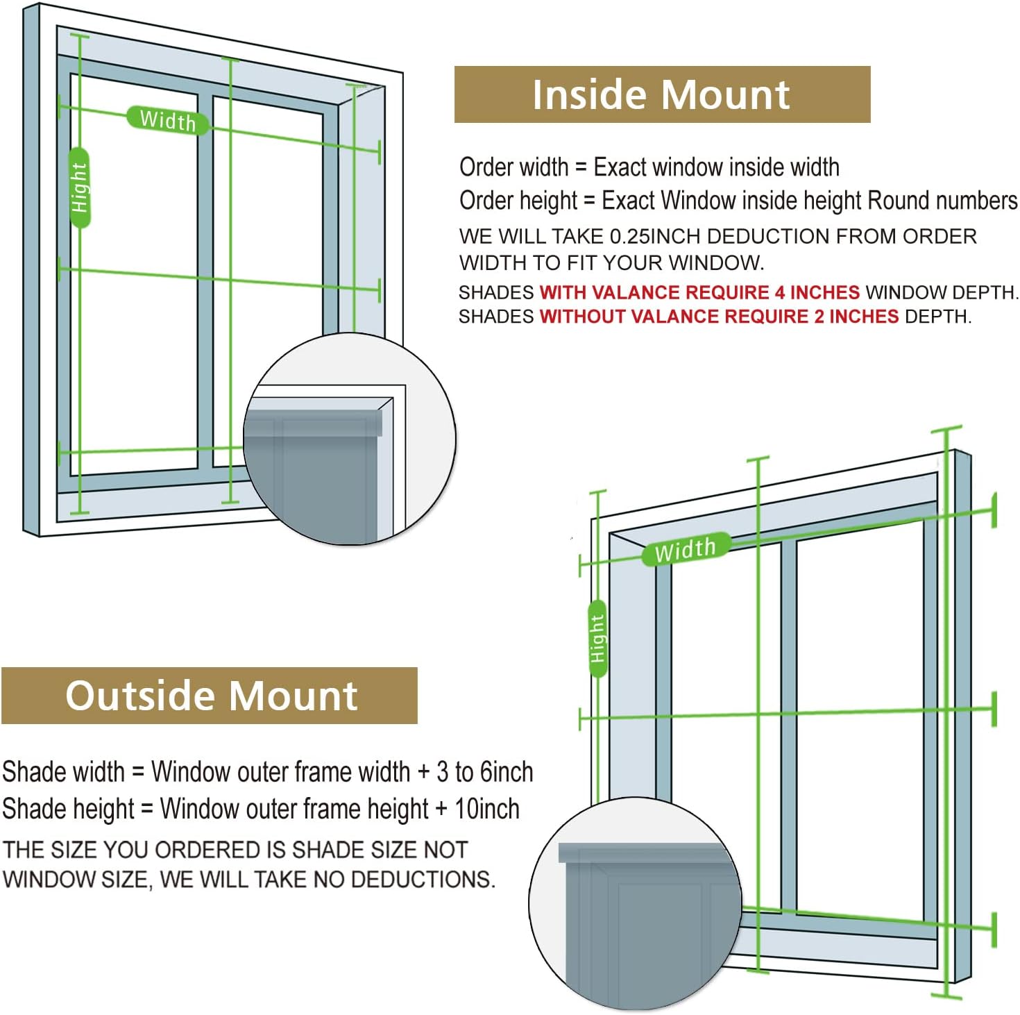 Bamboo Blinds Cordless Roman Shades, Blackout Window Shade Custom Natural 100% Linen Bamboo Shades for Windows, Color 1
