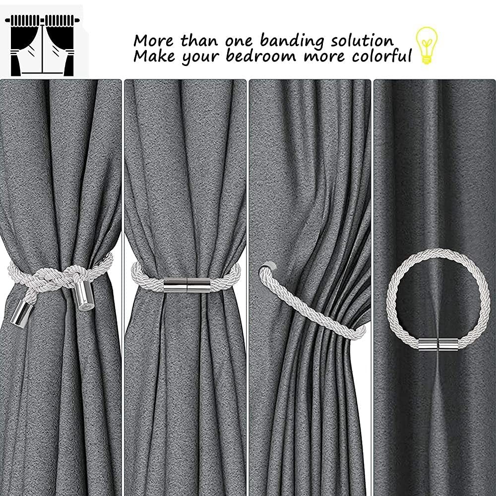 4 Pezzi Fermatende per Tenda, Fermatenda magnetici resistenti per tende da esterno in cotone intrecciato a mano, Decorazione di tende per la casa e l'ufficio