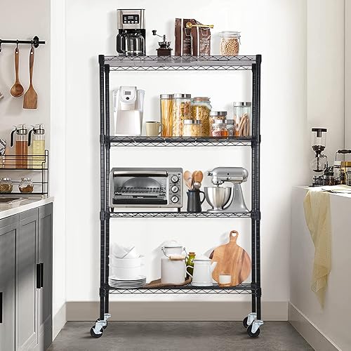 Miniatura 6 de Dkelincs Estantería de alambre de 36 pulgadas de largo x 14 pulgadas de ancho x 62 pulgadas de alto, estantes de almacenamiento de metal NSF de 4