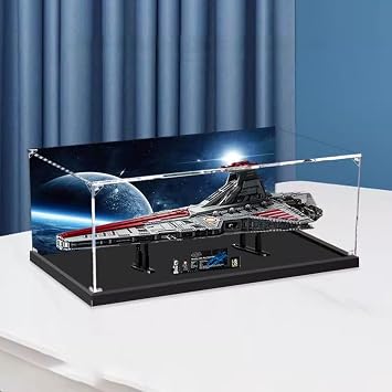 ينطبق على Lego 75367 Venator-Class Republic Attack Cruiser Acrylic Display Box39.3 * 23.6 * 13.7 بوصة، علبة عرض Lego، حماية قوية لمقتنياتك، خلفية مقاس 3 مم