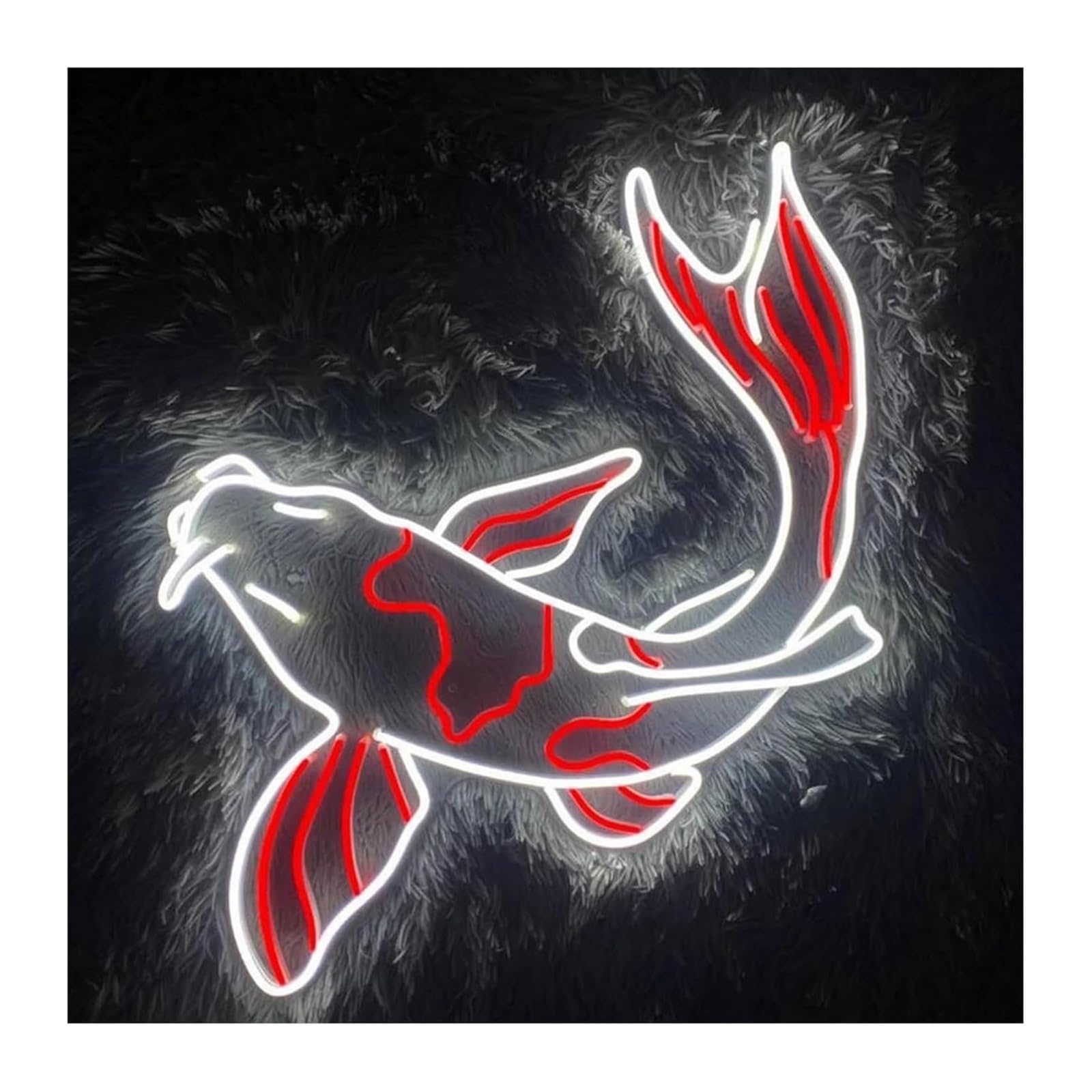 Insegna luminosa al neon con pesce koi dall'atmosfera rilassante, decorazione da parete per sala giochi, bar 60 cm(A)